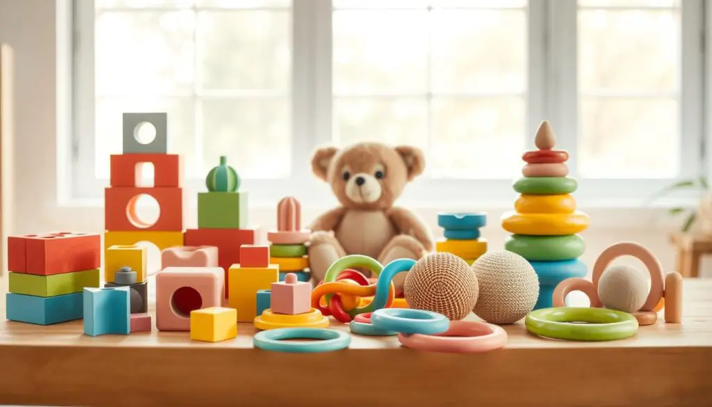A bright, airy scene of Labubu educational toys arranged on a wooden table. In the foreground, various colorful building blocks, shape sorters, and stackable rings capture the eye. The middle ground features a plush Labubu character sitting among textured tactile toys that encourage sensory exploration. In the background, a large window lets in natural light, creating a warm, inviting atmosphere. The toys are precisely positioned to highlight their engaging, ergonomic designs, showcasing how Labubu products can support cognitive development in young children through hands-on, open-ended play. The overall composition has a clean, minimal aesthetic that draws attention to the high-quality, thoughtfully crafted Labubu toys. A bright, airy scene of Labubu educational toys arranged on a wooden table. In the foreground, various colorful building blocks, shape sorters, and stackable rings capture the eye. The middle ground features a plush Labubu character sitting among textured tactile toys that encourage sensory exploration. In the background, a large window lets in natural light, creating a warm, inviting atmosphere. The toys are precisely positioned to highlight their engaging, ergonomic designs, showcasing how Labubu products can support cognitive development in young children through hands-on, open-ended play. The overall composition has a clean, minimal aesthetic that draws attention to the high-quality, thoughtfully crafted Labubu toys.