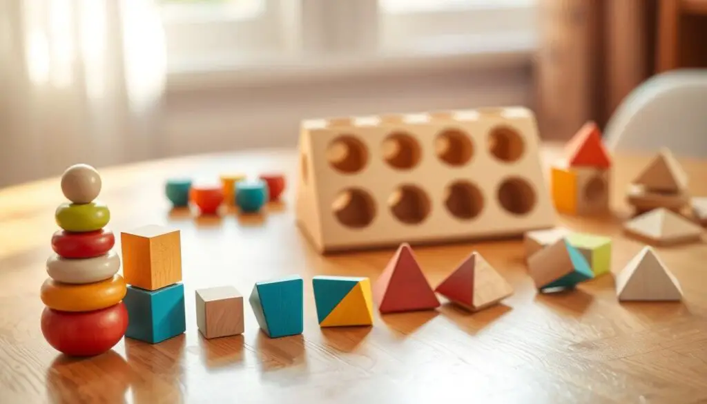 A brightly lit wooden tabletop scene showcasing a set of Labubu stacking and nesting figures. In the foreground, several multicolored wooden Labubu shapes - circles, squares, triangles - are carefully stacked and nested, demonstrating fine motor skills and hand-eye coordination. The middle ground features a Labubu shape sorter with various openings, inviting the toddler to match and insert the different Labubu pieces. In the background, a few more Labubu pieces are arranged neatly, creating a sense of order and organization. Warm, natural lighting casts soft shadows, highlighting the tactile, wooden textures of the toys. The overall mood is one of calm focus and childhood discovery. A brightly lit wooden tabletop scene showcasing a set of Labubu stacking and nesting figures. In the foreground, several multicolored wooden Labubu shapes - circles, squares, triangles - are carefully stacked and nested, demonstrating fine motor skills and hand-eye coordination. The middle ground features a Labubu shape sorter with various openings, inviting the toddler to match and insert the different Labubu pieces. In the background, a few more Labubu pieces are arranged neatly, creating a sense of order and organization. Warm, natural lighting casts soft shadows, highlighting the tactile, wooden textures of the toys. The overall mood is one of calm focus and childhood discovery.